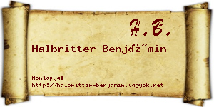 Halbritter Benjámin névjegykártya